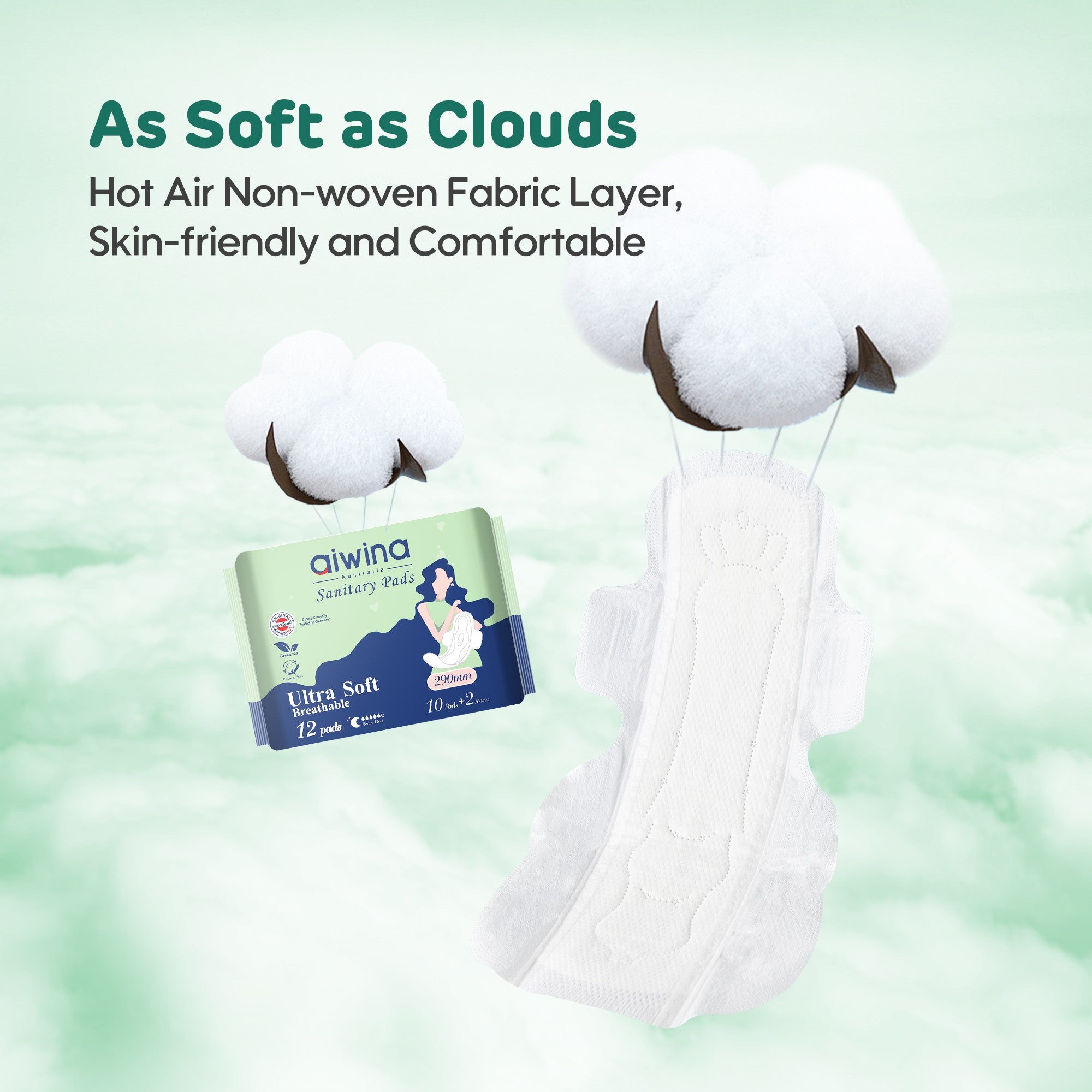 Comfy Ultra Soft Sanitary Napkin 10+2 Pads(Green)