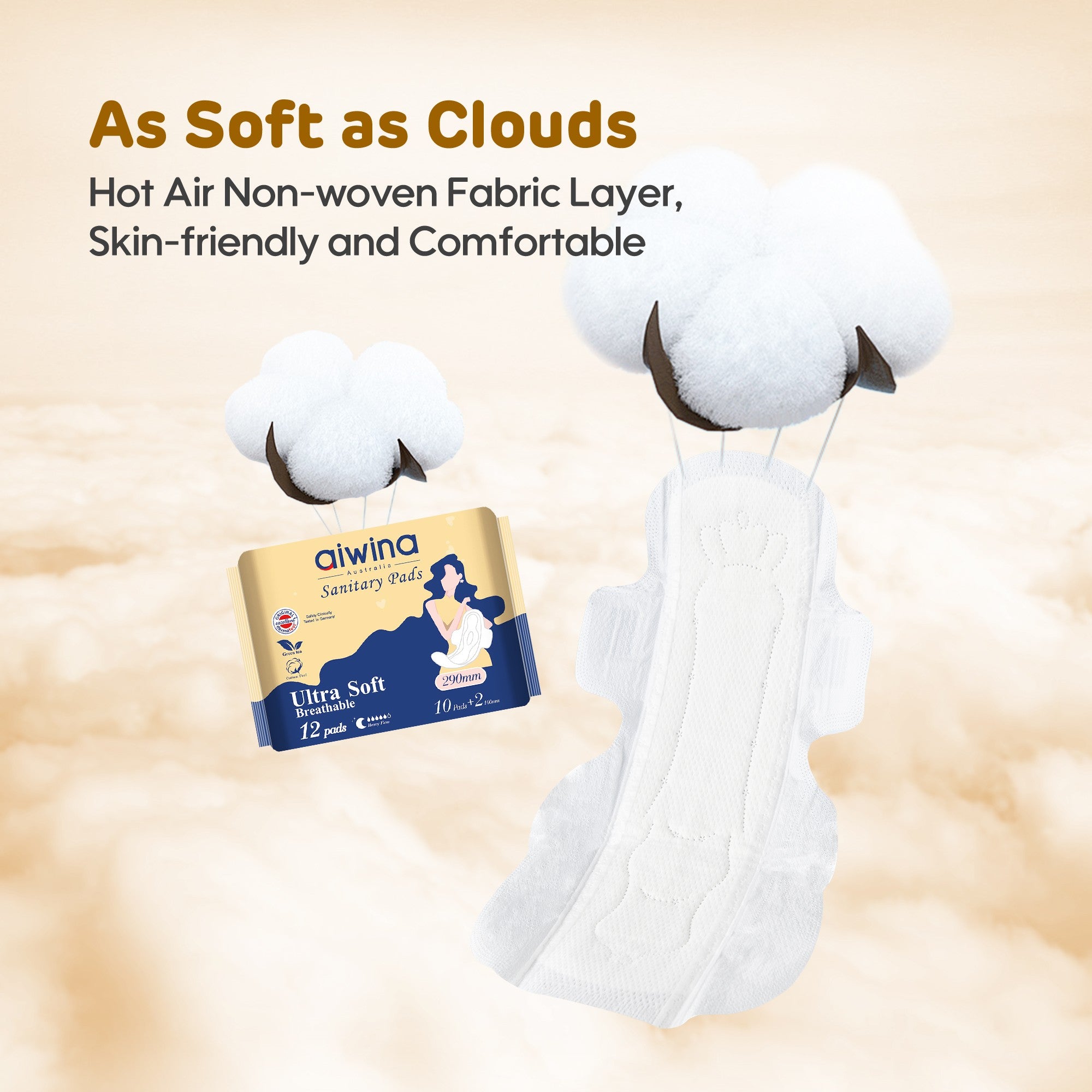 Comfy Ultra Soft Sanitary Napkin 10+2 Pads(Yellow)