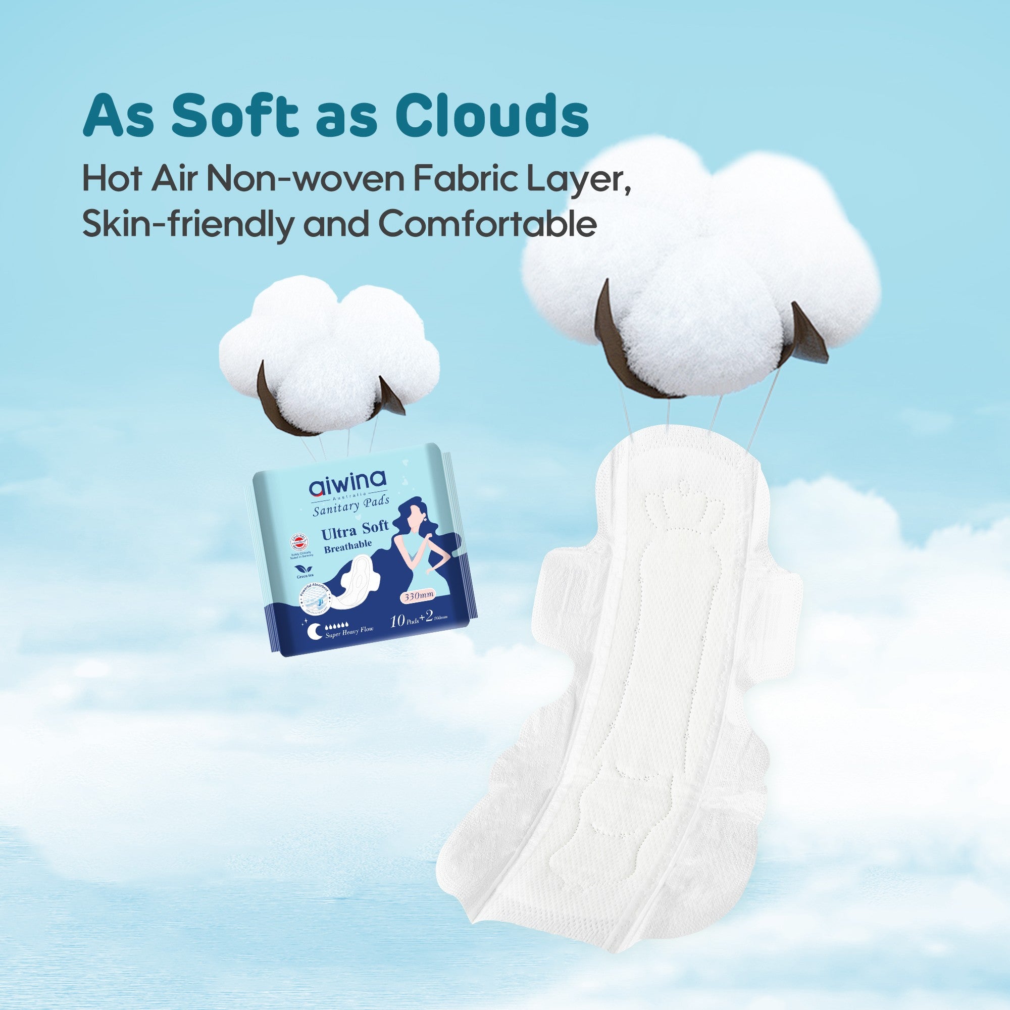 Comfy Ultra Soft Sanitary Napkin 10+2 Pads(Blue)