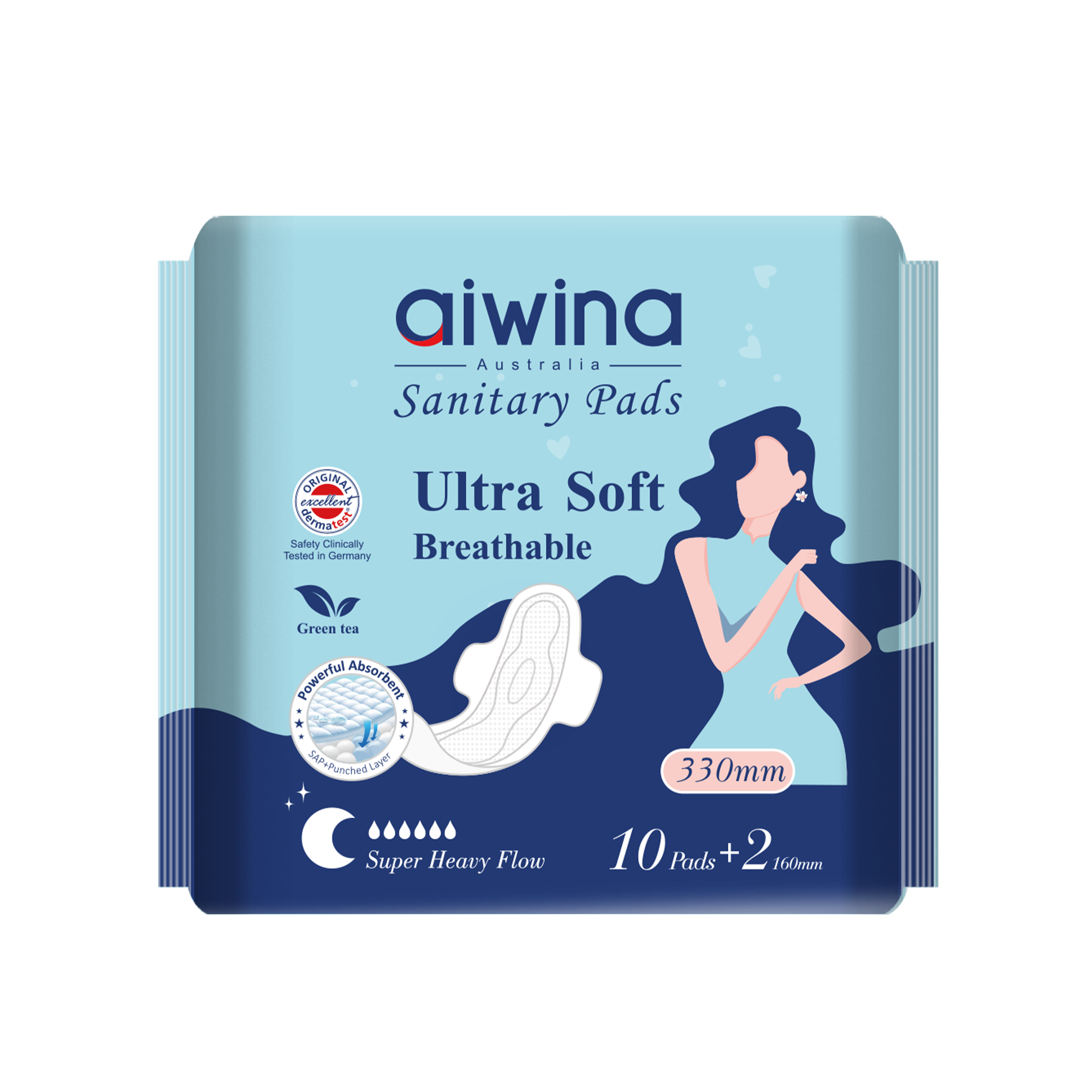 Comfy Ultra Soft Sanitary Napkin 10+2 Pads(Blue)